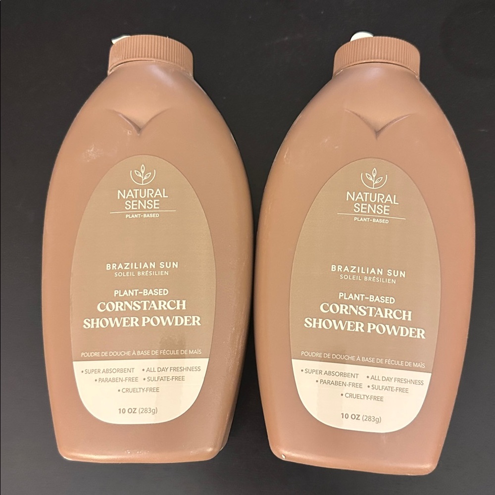 New Natural Sense Brazilian Sun plant based cornstarch Shower Powder Set Bundle
